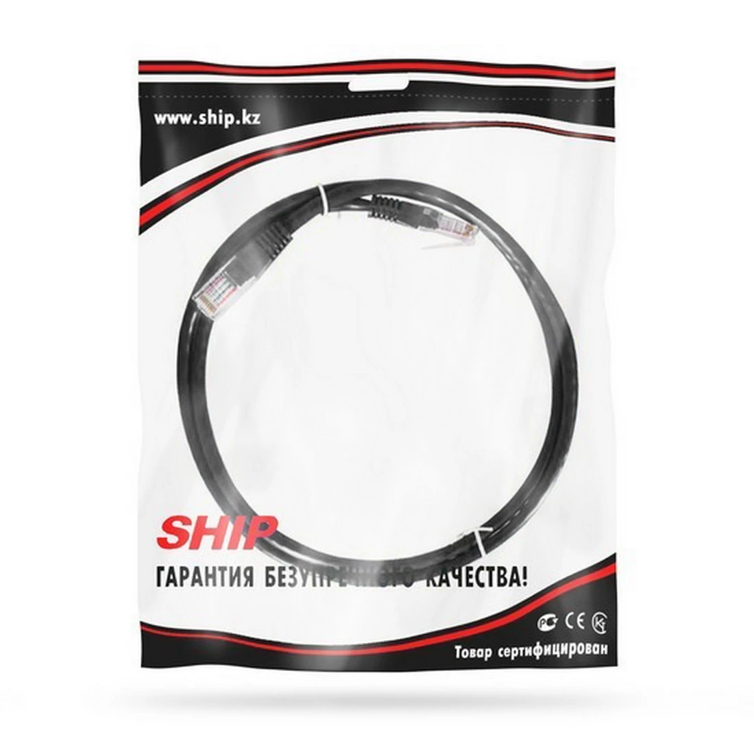 Патч Корд, SHIP, S3025BK0100-P, Cat.5e, UTP, LSZH, RJ-45, 1 м, Чёрный, Пол. пакет