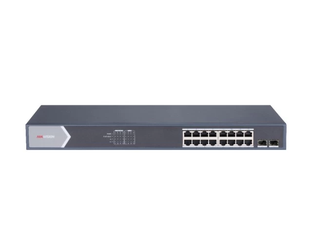 Сетевой коммутатор Hikvision DS-3E0518P-E/M ,Switch 16 port 10/100/1000M 16 x Gigabit PoE + 2 x SFP