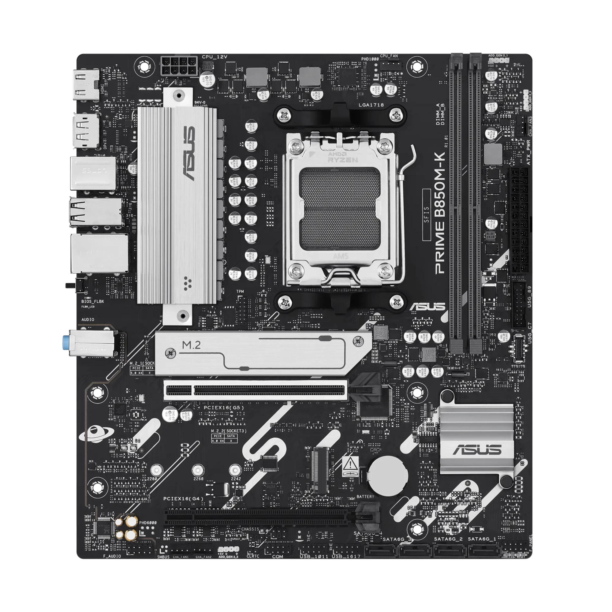 Мат.плата AMD ASUS PRIME B850M-K AM5 2xDDR5 4xSATA3 RAID 2xM.2 HDMI DP mATX