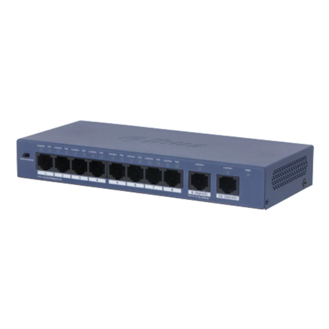 Коммутатор, Dahua, DH-S3010-8ET2ET-60, Не управляемый, 8 портов 10/100M (PoE 802.3af/at/60W), 2 порта 10/100M