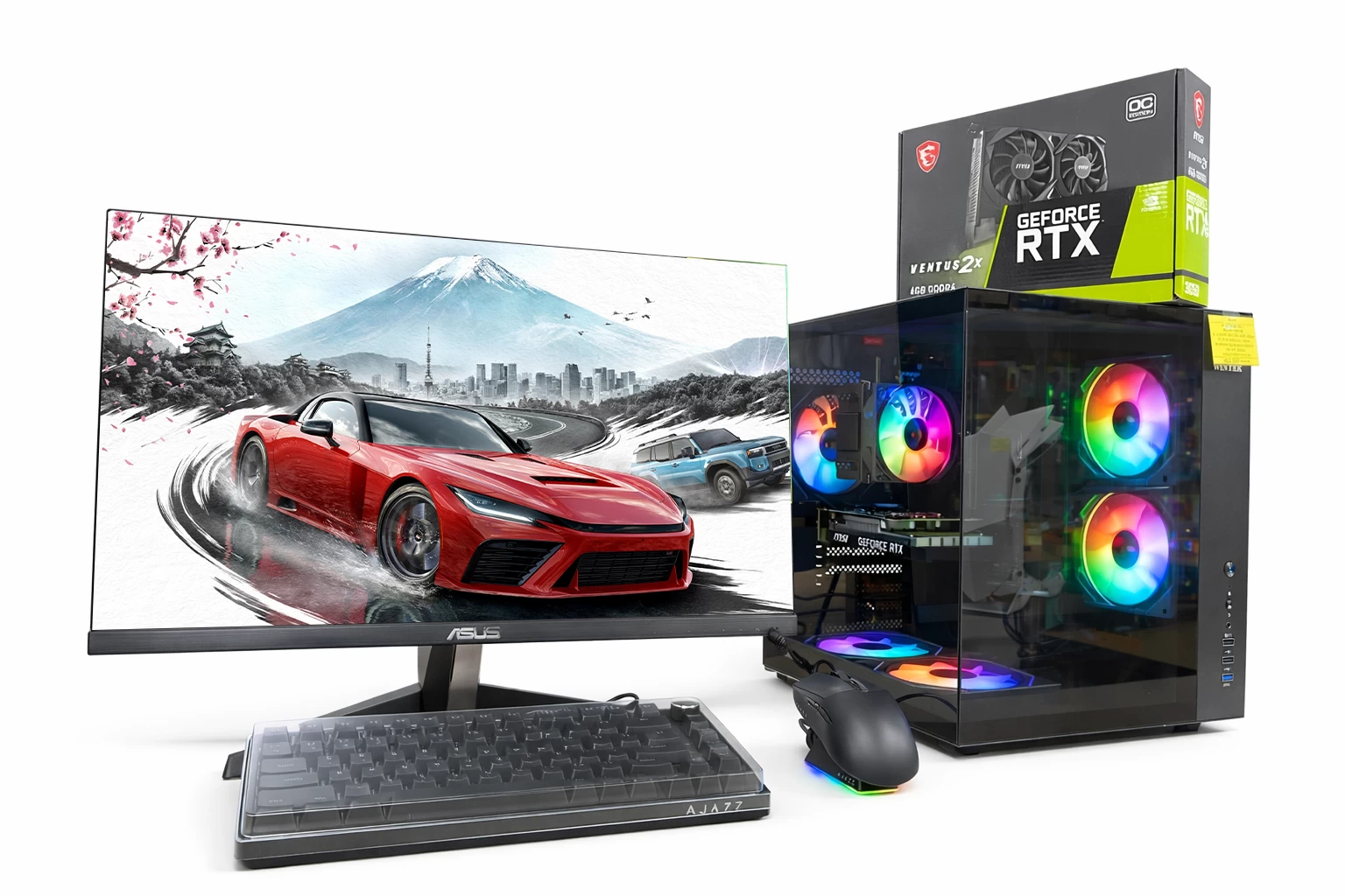 ИГРОВОЙ ПК с МОНИТОРОМ i5-12400F/H610M-H/SE-903-XT/ 8+8 DDR4/512 SSD/ RTX3050 6 Gb MSI/V909-B TG/ 24" ASUS 120Hz/AK820/AJ139