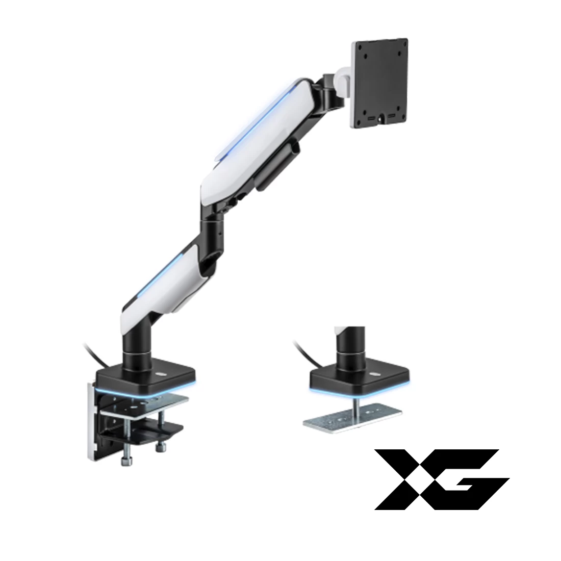 Настольный кронштейн с газлифтом,XG, MGG-1749 white, для мониторов 17"-49", Нагрузка 20 кг., Наклон + 50°~- 20°, Поворот +/- 90°, Вращение монитора +/