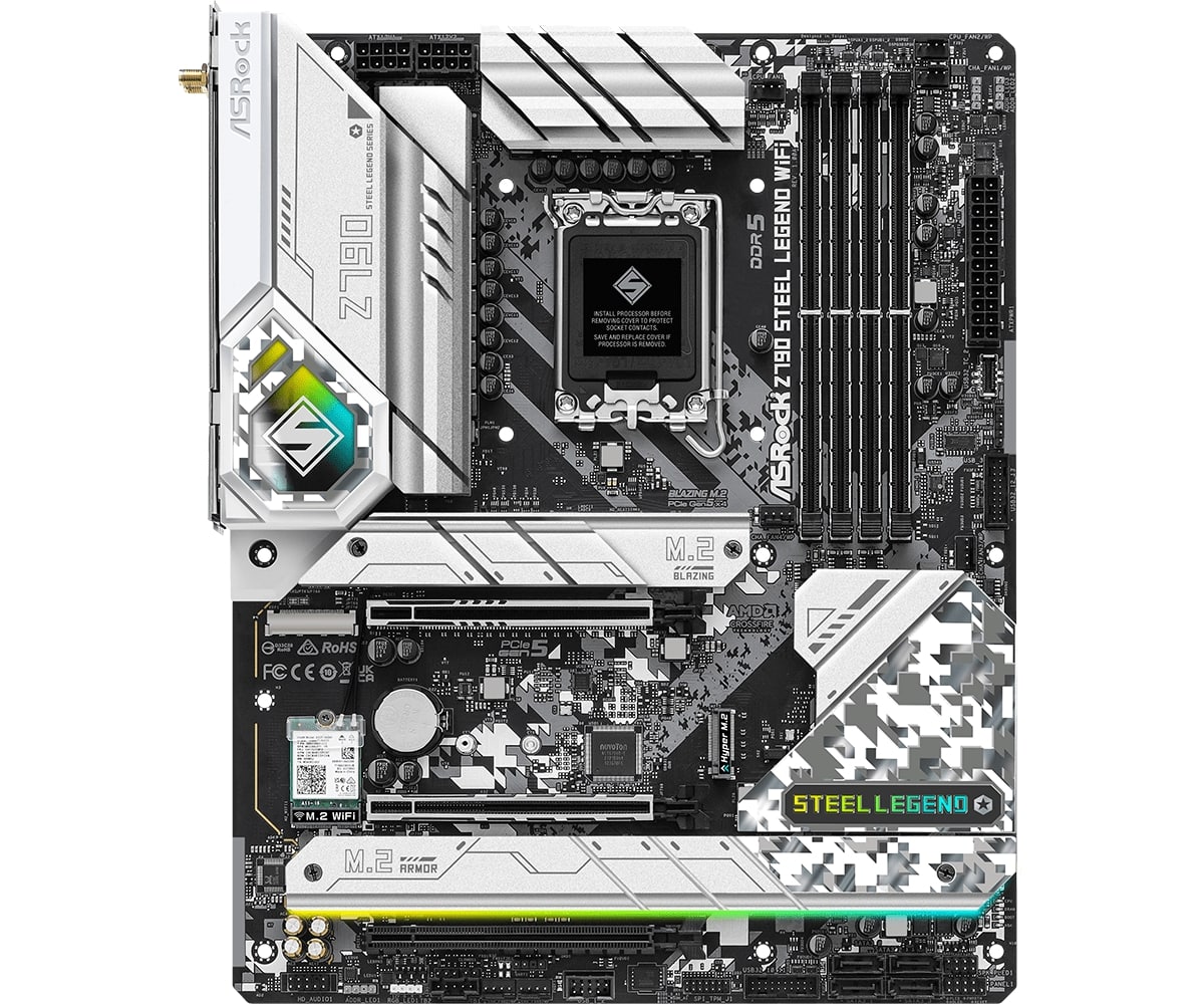 Мат.плата ASRock Z790 STEEL LEGEND WIFI LGA1700 4xDDR5 8xSATA RAID 5xM.2 HDMI DP ATX