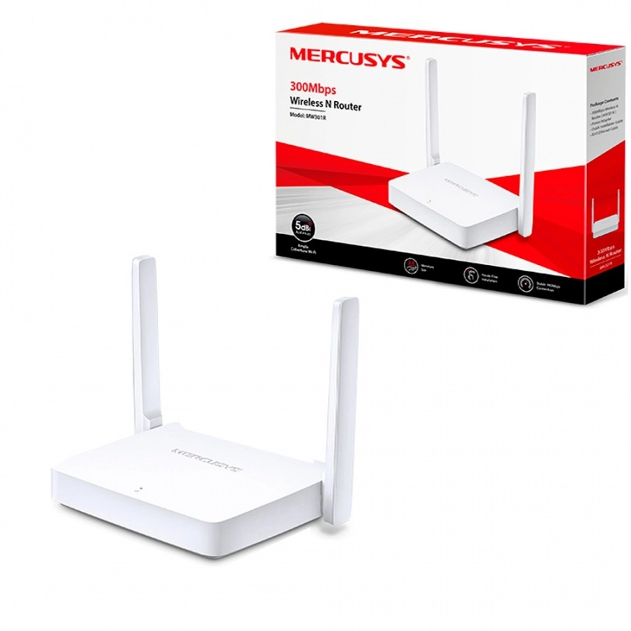 Маршрутизатор беспроводной 300M Mercusys MW301R(RU) <300Mbps Wireless N Router, 2 порта LAN 10/100 М