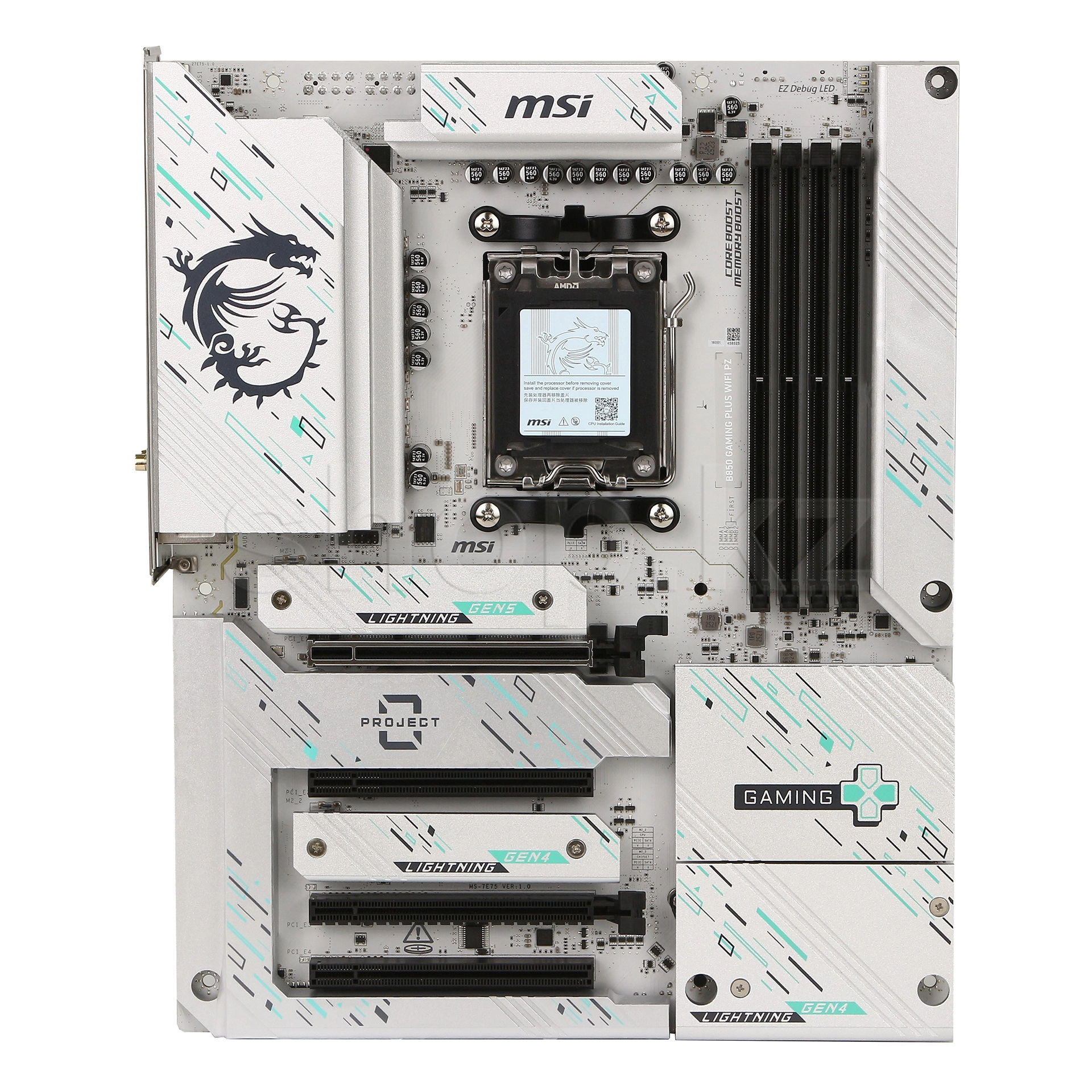 Мат.плата AMD MSI B850 GAMING PLUS WIFI PZ AM5 4xDDR5 4xSATA3 RAID 3xM.2 DP 2xType-C ATX