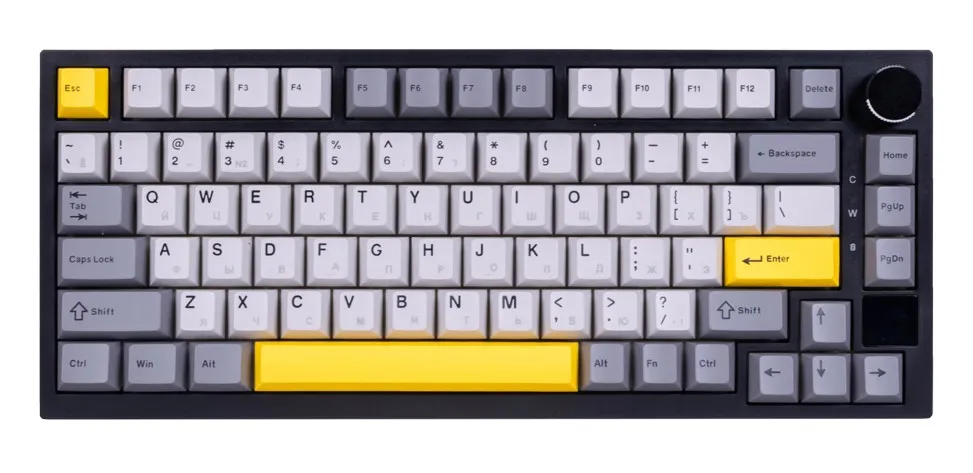Клавиатура, Ajazz, AK820/PRO/Gift/BGY, AK820 PRO, Игровая, Механическая, 75%, Gift Switches, USB, 2,4 ГГц, Bluetooth, Подсветка RGB, Анг/Рус, Черный