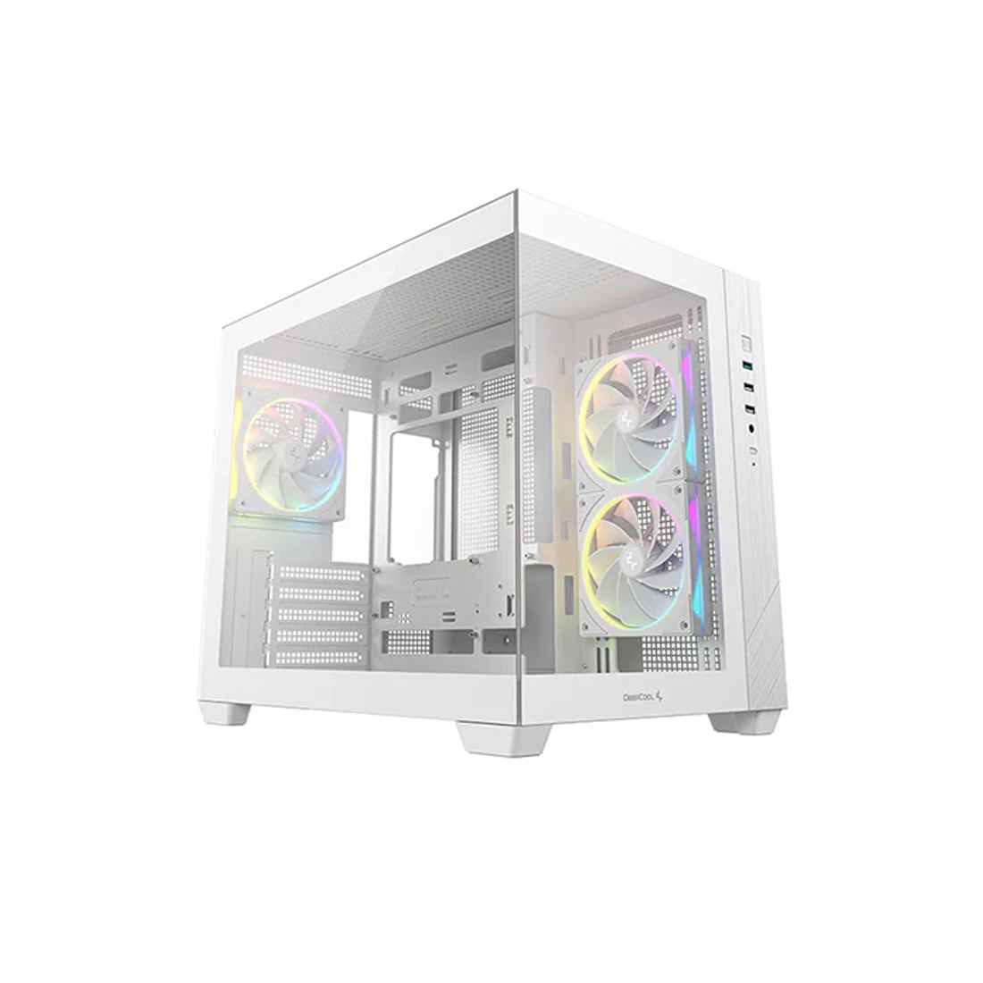 Кейс, Deepcool, CG330 3F WH R-CG330-WHNGM3-G, Micro ATX/Mini-ITX, USB 3.0/2.0*2, Audio+Mic, 3*120mm ARGB, Высота процессорного кулера до 163мм, Длина 