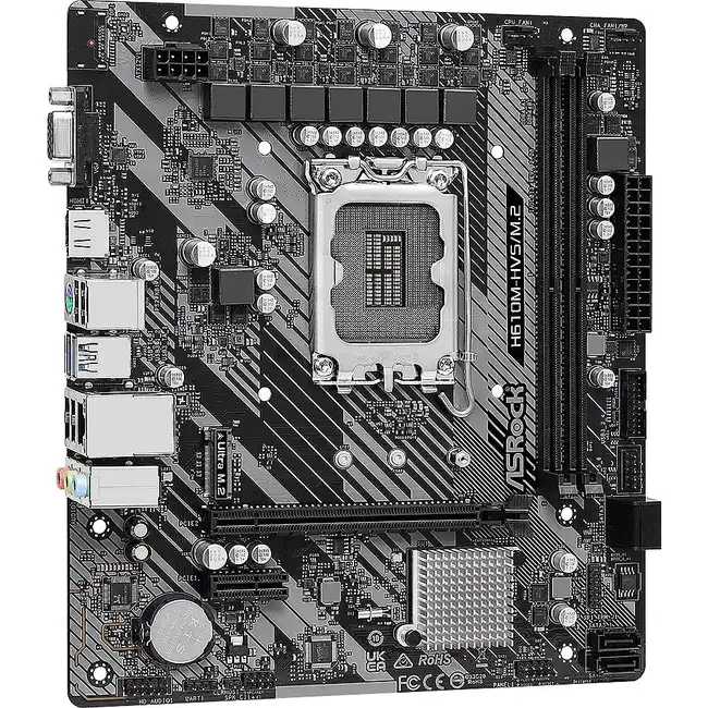 Мат.плата ASRock H610M-HVS/M.2 R2.0, LGA1700, iH610, 2xDDR4 2666/2933/3200MHz, 4xSATA3, 1xM.2 (PCI-E