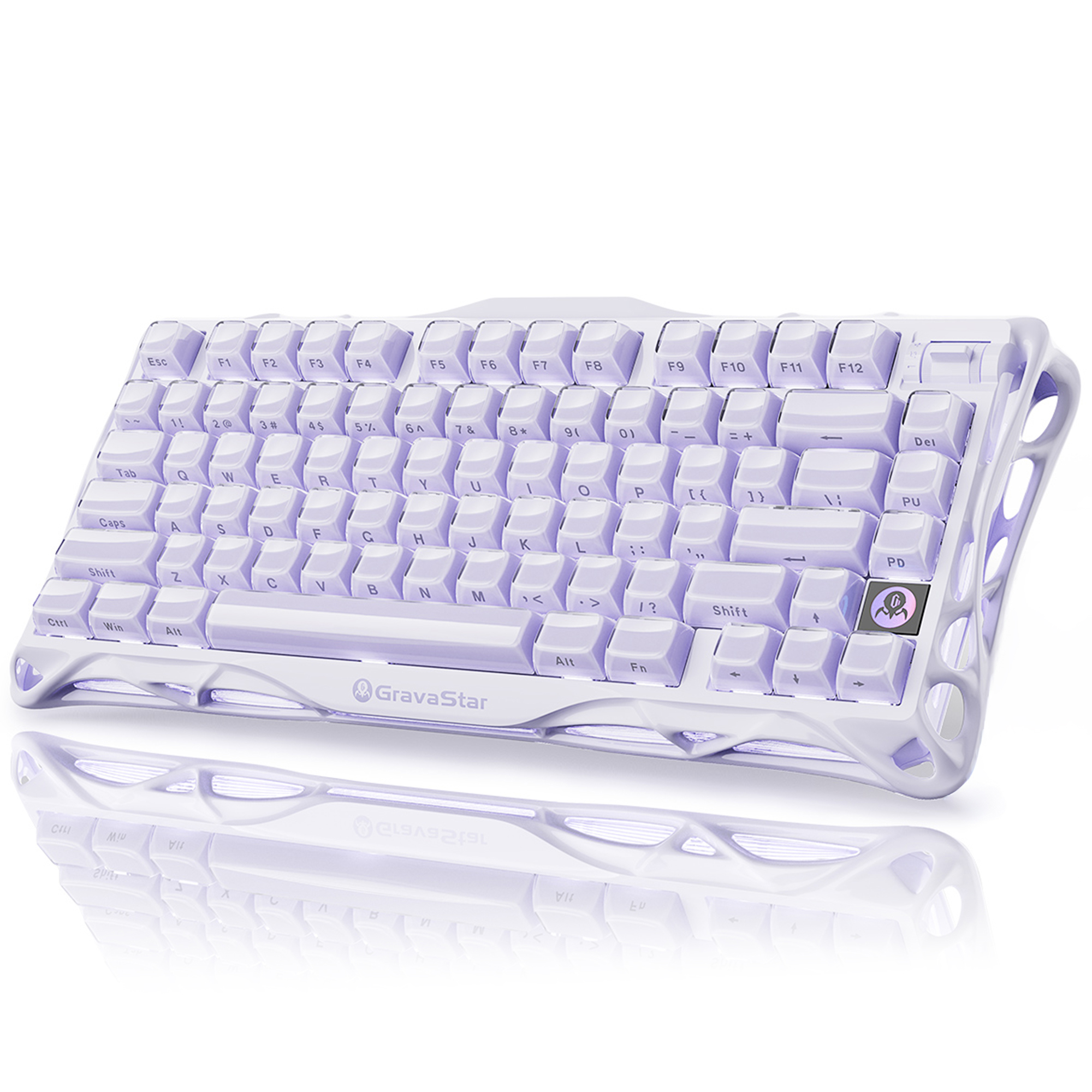 Клавиатура проводная + беспроводная GravaStar Mercury K1_PL/ фиолетовый/ механическая/ RGB/ Stellar Bloom Linear switch/ 79/ONLY ENGLISH/6972448924344