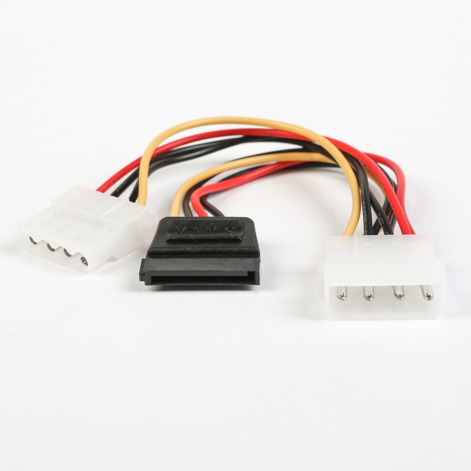 Кабель питания Molex - 2*SATA, раздвоитель, литой