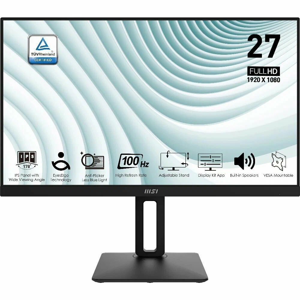 Монитор 27" MSI PRO MP271AP IPS 1920x1080 100Hz 1ms 300cd/m 1000:1 HDMI VGA DP 2x2W HAS PIVOT Черный