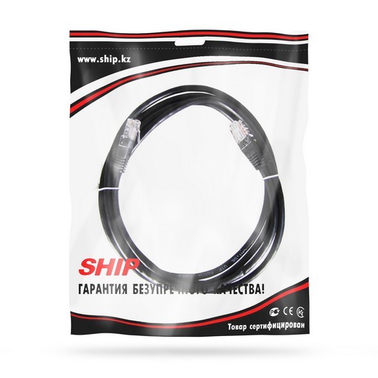 Патч Корд, SHIP, S3025BK0200-P, Cat.5e, UTP, LSZH, RJ-45, 2 м, Чёрный, Пол. пакет