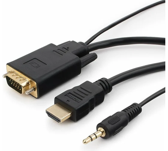 Кабель HDMI->VGA Cablexpert A-HDMI-VGA-03-6, 19M/15M + 3.5Jack, 1.8м, черный, позол.разъемы, пакет