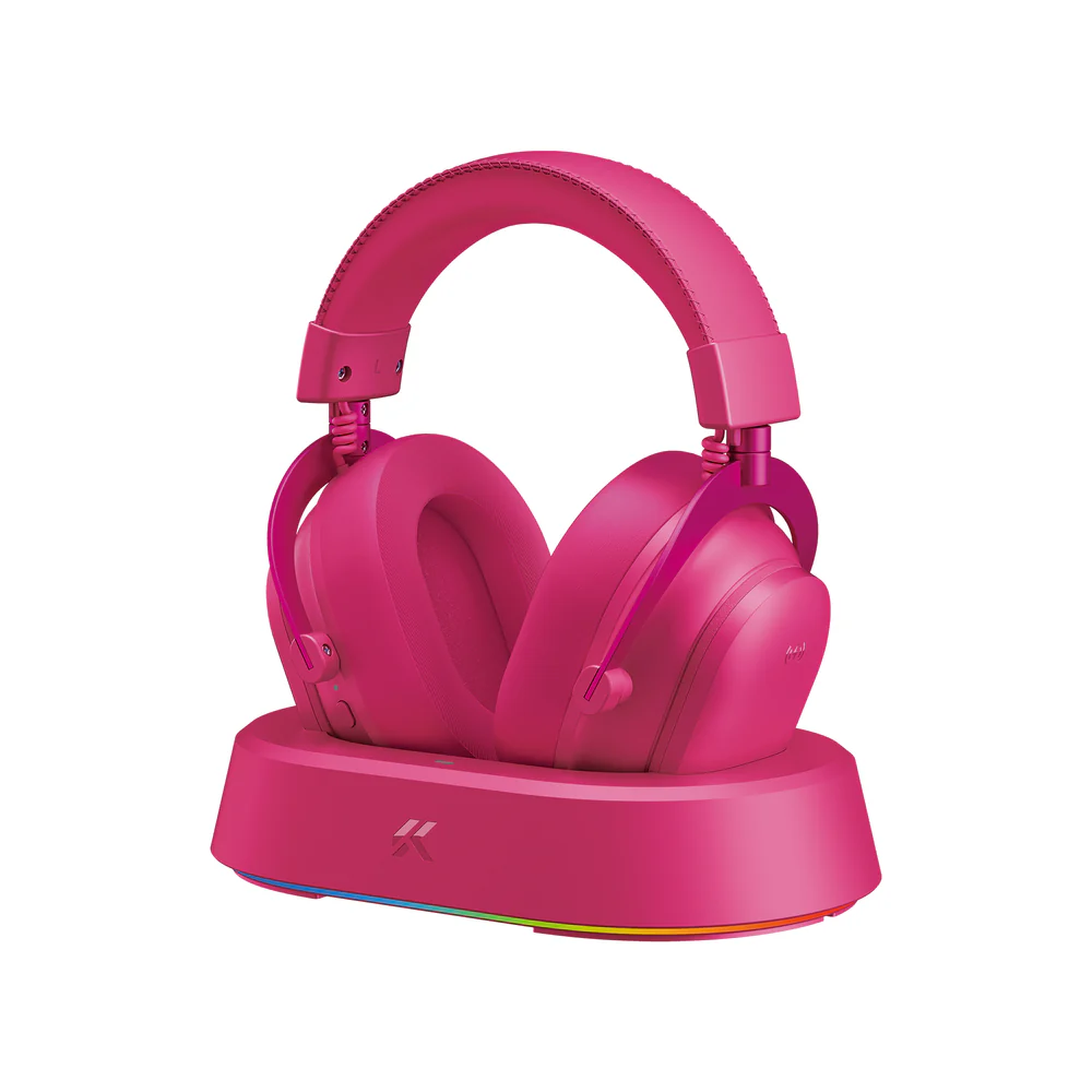 Наушники с микрофоном MCHOSE V9 Turbo, 7.1 Surround, 60mm Drivers, 2.4/BT/USB, 2000mAh, Berry Red