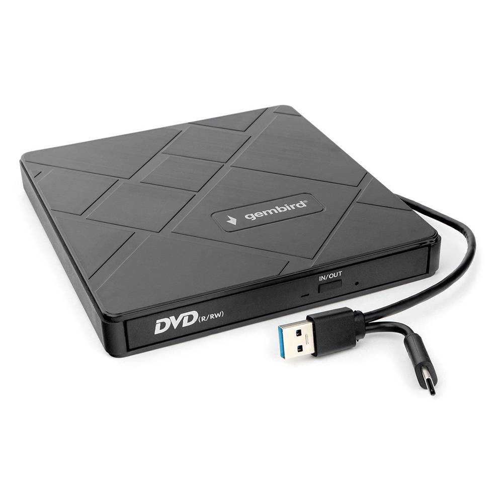 Внешний Оптический привод Gembird DVD-USB-04, Черный ,Ext DVD±R/RW/-RAM,±R9, CD-R/RW, USB3.0, SD/mSD