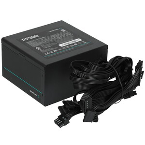 Блок питания, Deepcool, PF500 R-PF500D-HA0B-WDEU, 500W, ATX, APFC, 20+4 pin, 4+4pin, 6*Sata, 2*Molex, 2*PCI-E 6+2 pin, Вентилятор 12см, Кабель питания
