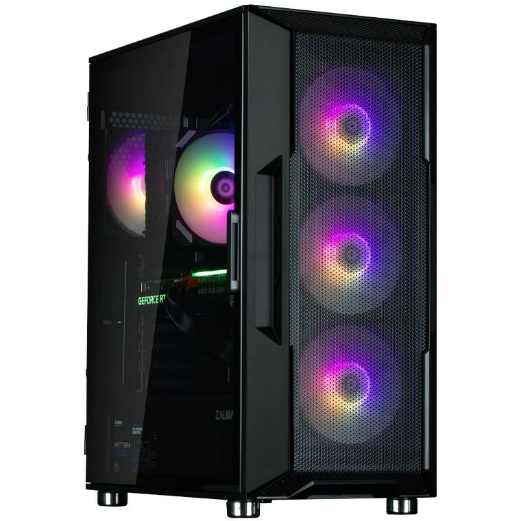 Корпус Zalman, i3 NEO ARGB Black, Mid- Tower, ATX/m-ATX /Mini-ITX, USB2.0*1/ USB3.0*2, Audio/Mic, Кулер 4*Zalman i3 edge, (без БП), Черный ,Case black