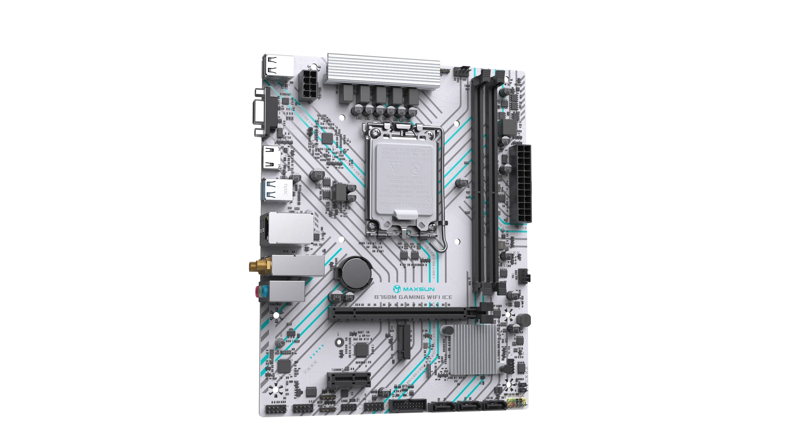 Мат.плата MaxSun B760M Gaming WiFi ICE ,MB Socket1700, MATX, iB760 (VGA+HDMI), 2DDR4, PCIx16, PCIx1