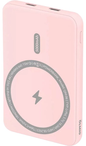 Зарядное устройство Power bank Olmio QM-06 5000mAh розовый