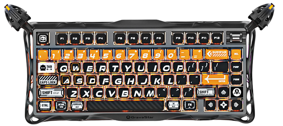 Клавиатура GravaStar Mercury K1 Pro, CyberFlare, Mechanical, 79 keys EN, USB/BT/2.4GHz/ GS K1 PRO_BO_BLK