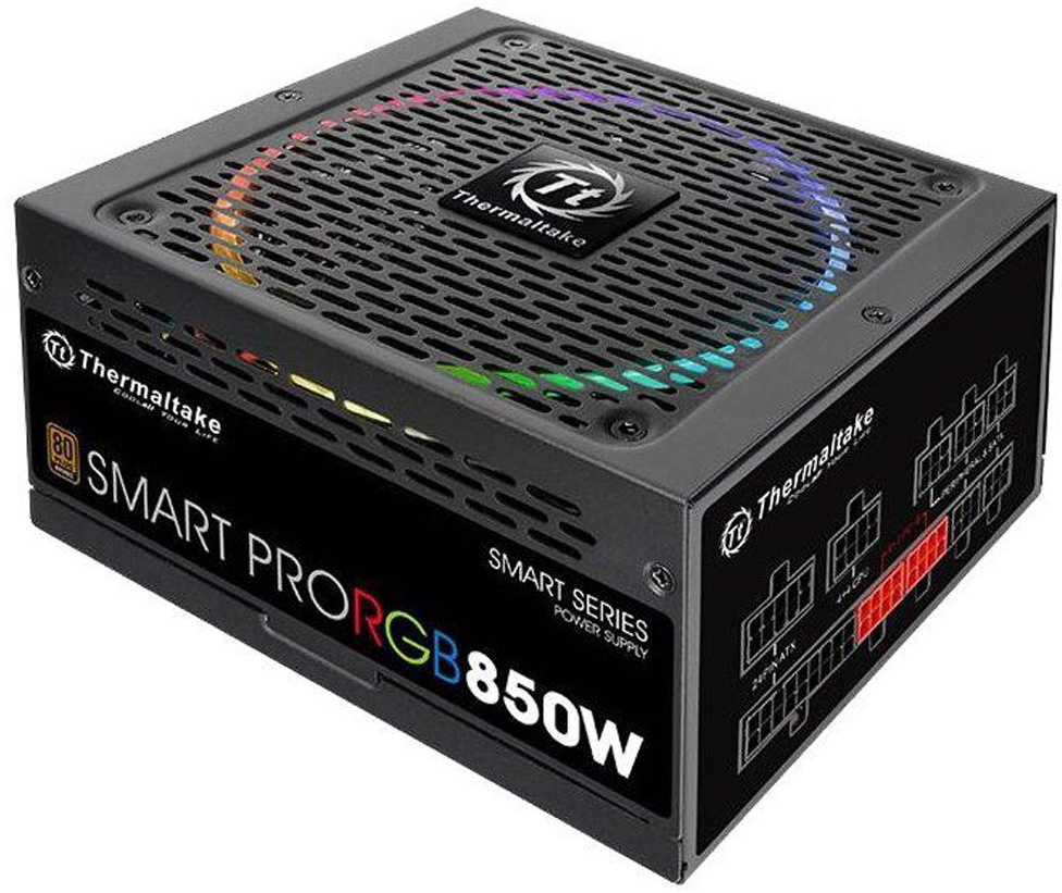 Блок питания Thermaltake, Smart Pro RGB 850W/14cm RGB/80Plus Bronz, PS-SPR-0850FPCBEU-R