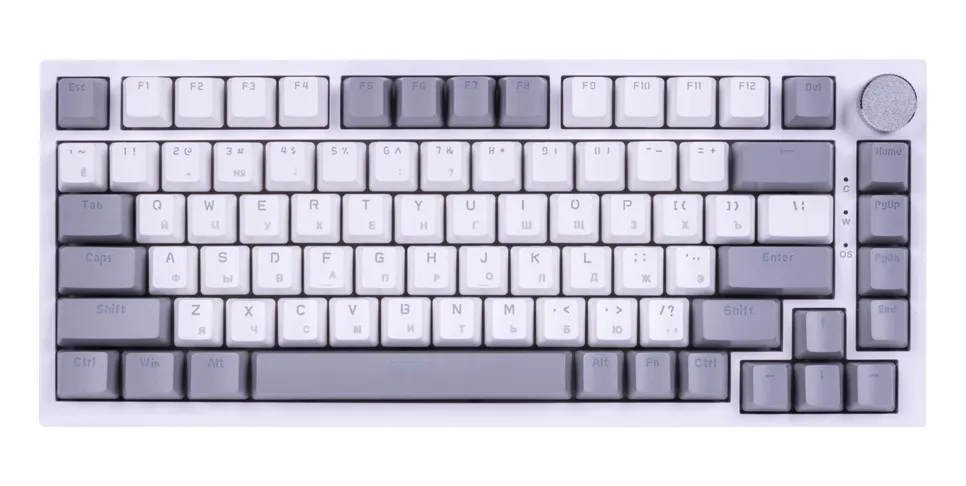 Клавиатура, Ajazz, AK820/Red/GW, AK820, Игровая, Механическая, 75%, AS Red Switches, USB, Подсветка голубая/белая, Анг/Рус, Белый