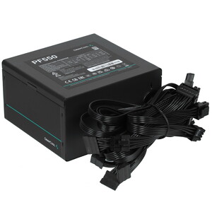 Блок питания, Deepcool, PF550 R-PF550D-HA0B-WDEU, 550W, ATX, APFC, 20+4 pin, 4+4pin, 6*Sata, 2*Molex, 2*PCI-E 6+2 pin, Вентилятор 12см, Кабель питания