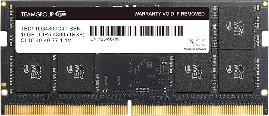 SODIMM 16GB DDR5 4800Mhz Team Group ELITE SO-DIMM PC5-38400 CL40-39-39-77 1.1V TED516G4800C40D-S01