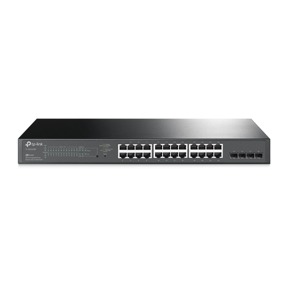 Коммутатор PoE+ Smart GbE 24-портовый Tp-Link TL-SG2428P <24 Gigabit RJ45 + 4 SFP ports, 802.3at/af,