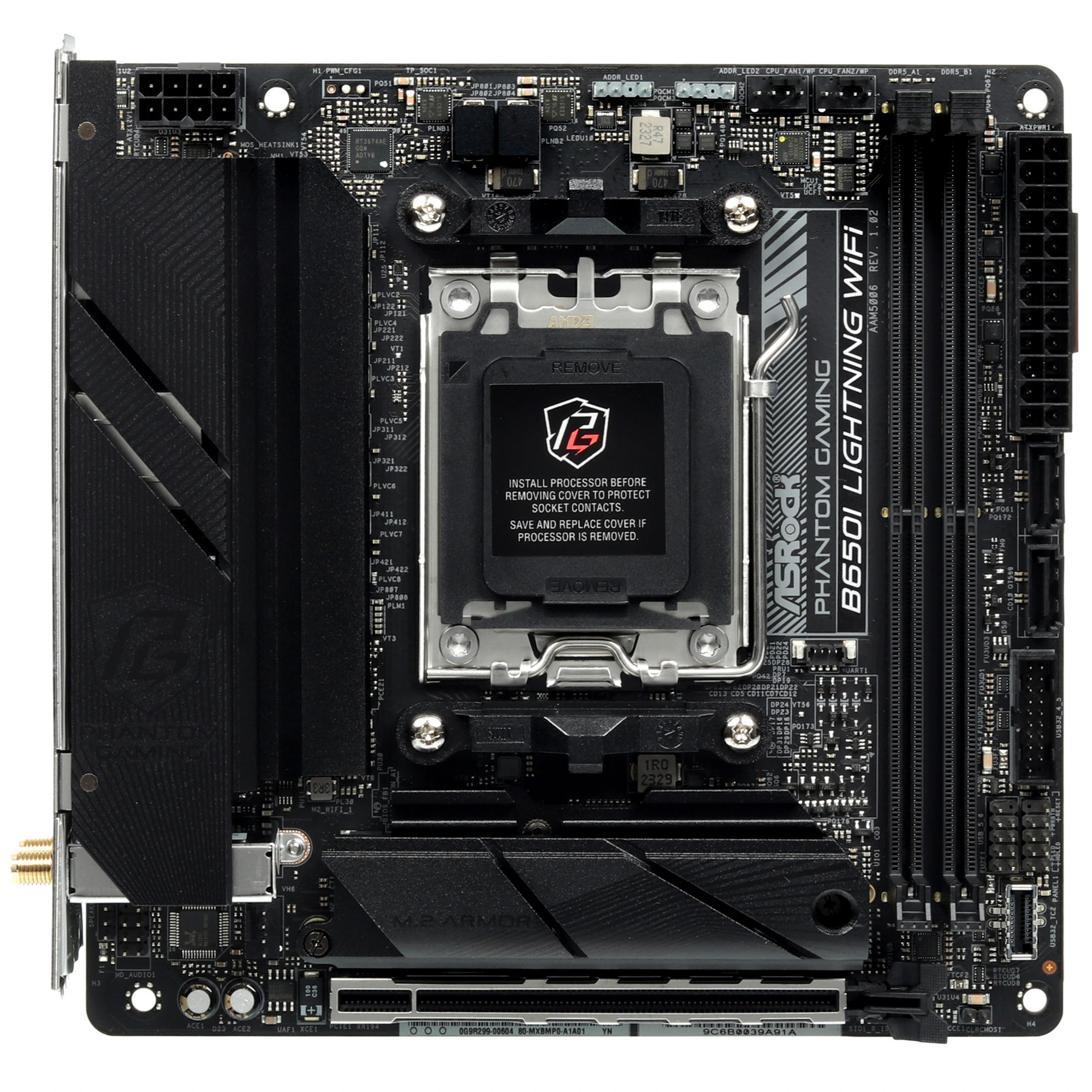 Мат.плата AMD ASRock B650 B650I Lightning WiFi 2xDDR5 PCI-Ex16 HDMI SATA3 2xM2 USB3.2 Gen2 Type-C WIFI Mini-ITX