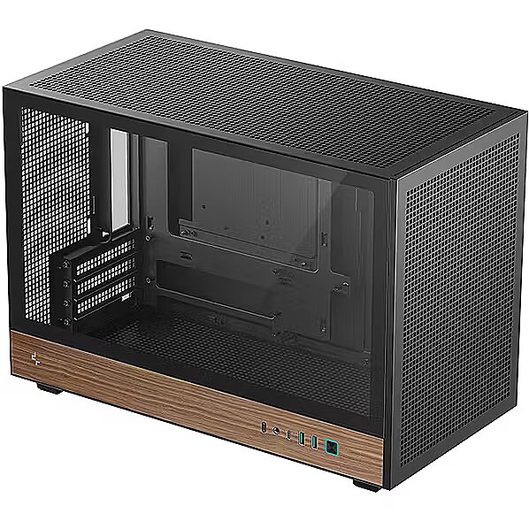 Кейс, Deepcool, CH260 WOOD, Micro ATX/Mini-ITX, Type C*1/USB 3.0*2, HD-Audio+Mic, Высота процессорного кулера до 174мм, Длина VGA до 388/413мм, 1*3.5"