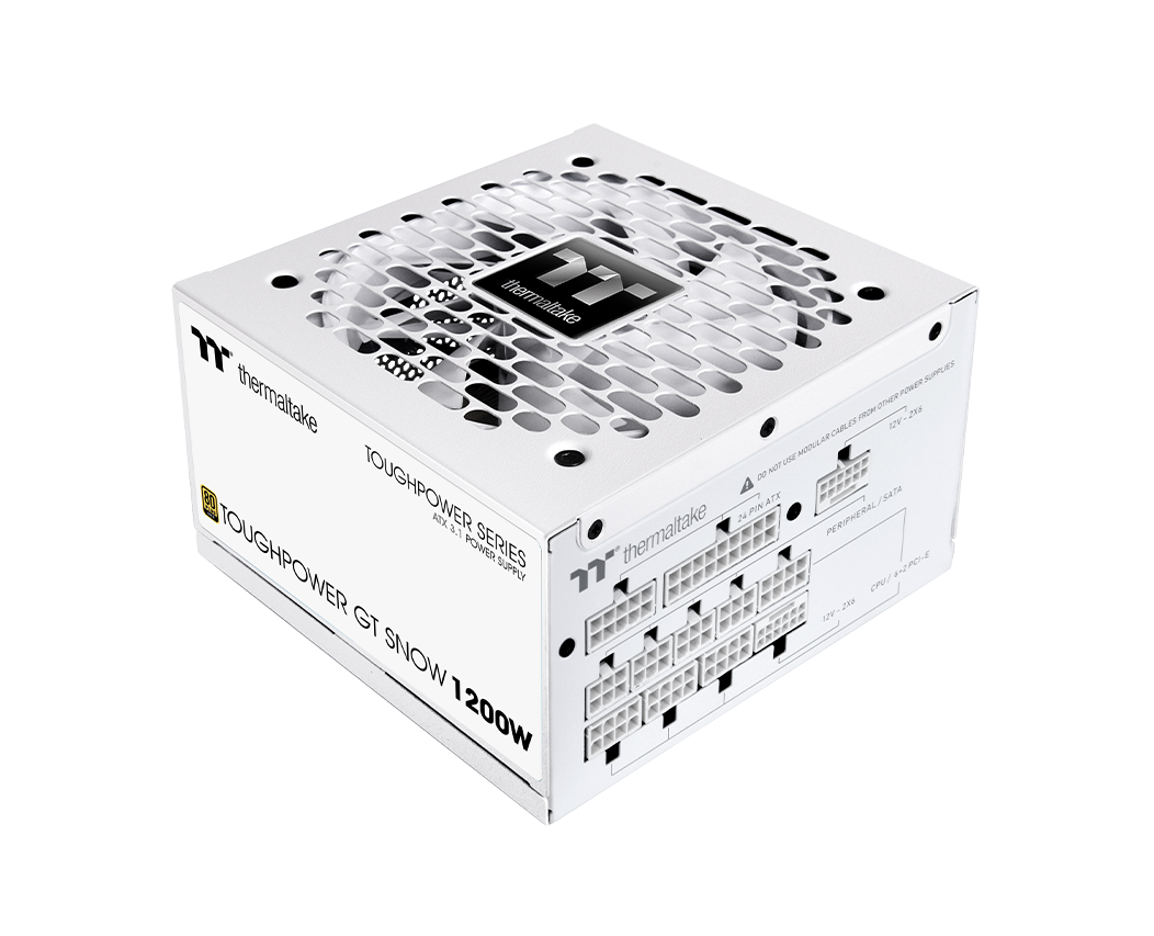 Блок питания Thermaltake, TOUGHPOWER GT Snow 1200W, PS-TPT-1200FNFAGE-W, 1200W, ATX, 80 PLUS Gold, 20+4 pin, 5*PCI-E 6+2 pin, 1*PCI-E 12+4 pin, 6*SATA