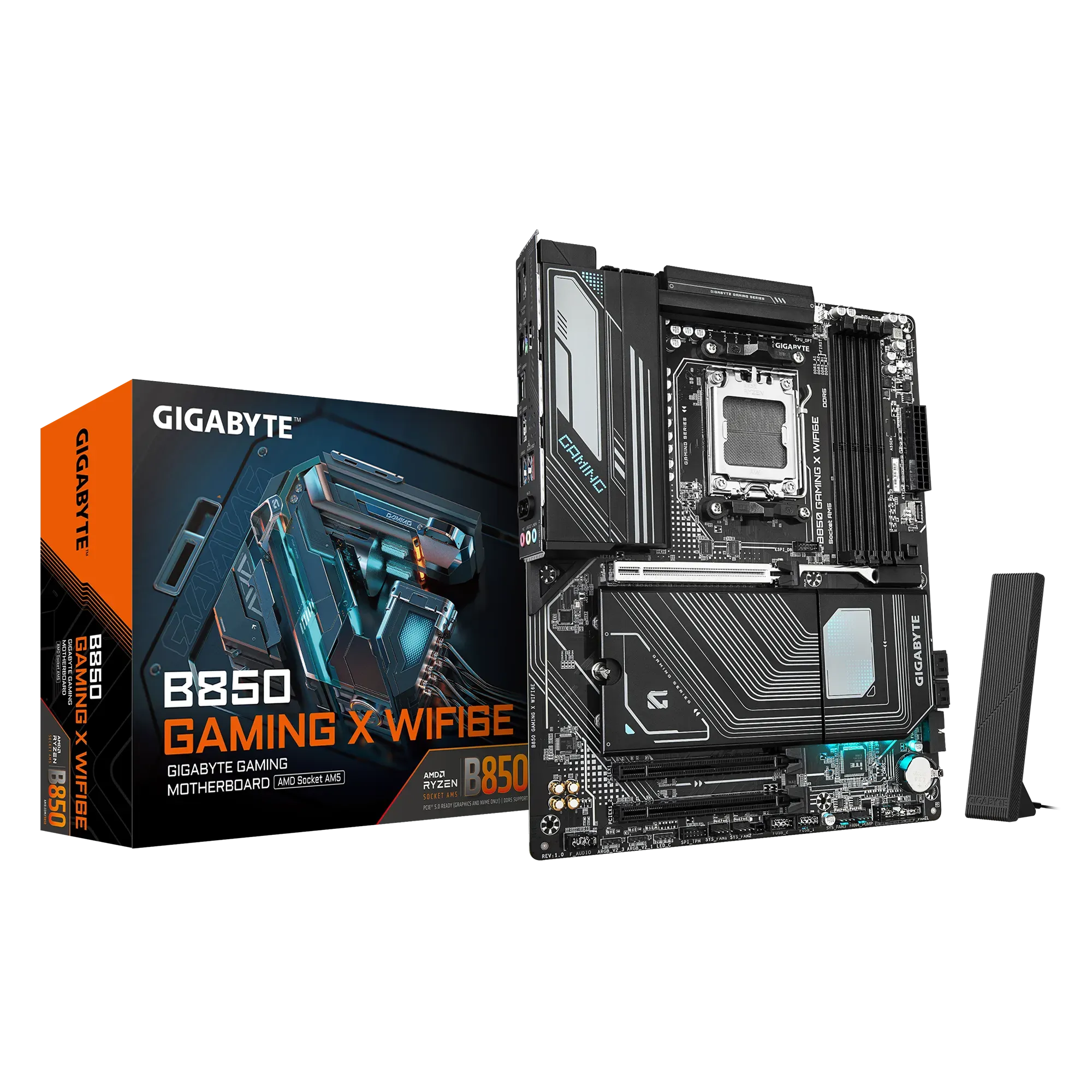 Мат.плата AMD Gigabyte, B850M GAMING X WIFI6E, AM5, B850, 4xDDR5 4400/4800/5200/8200(OC), 4xSATA3, 2xM.2 (PCIe 4.0 x4/x2), RAID, 1xHDMI, 2хDP, 2xPCI-E