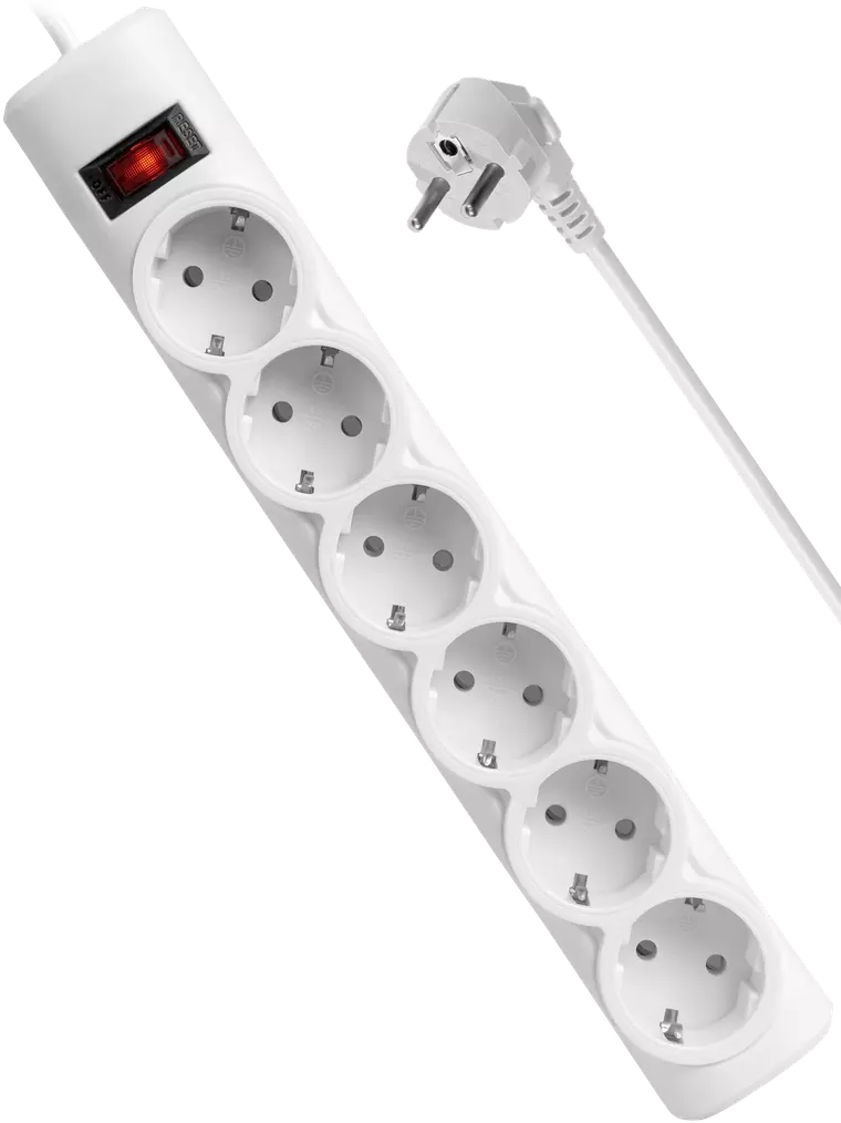 Сетевой фильтр Defender DFS 151 - 1,8 М, 6 розеток, белый