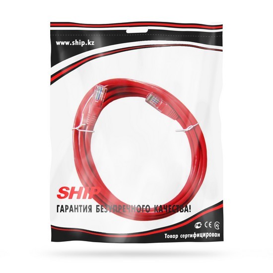 Патч Корд, SHIP, S3025RD0200-P, Cat.5e, UTP, LSZH, RJ-45, 2 м, Красный, Пол. пакет