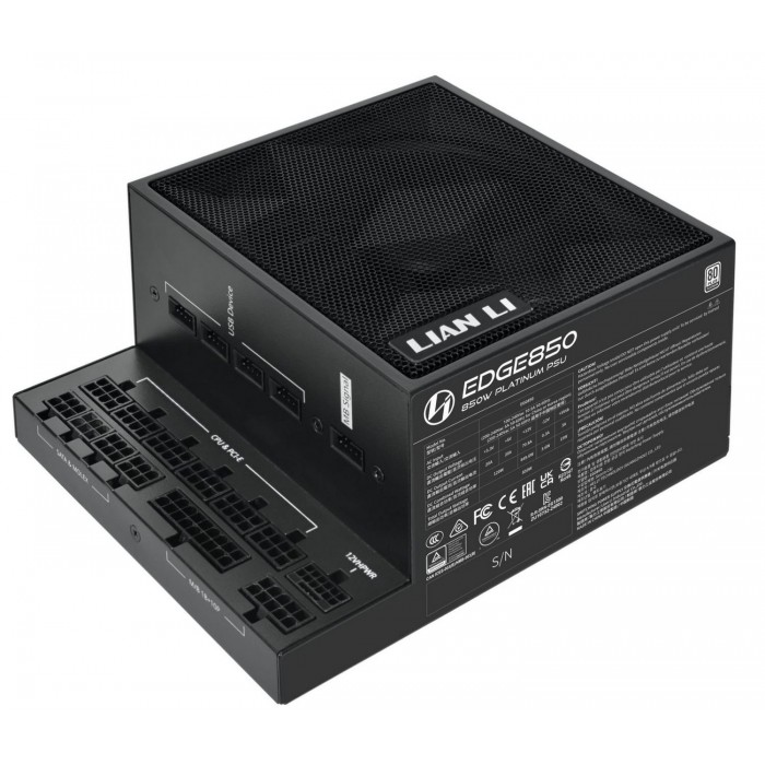 Блок питания Lian Li EG0850 BLACK 850W Full Modular, 80+ PLATINUM, КПД 92,41%, 25.96dBA, FAN 120MM FDB, 2000rpm, Black, G9P.EG0850.BE00.EU