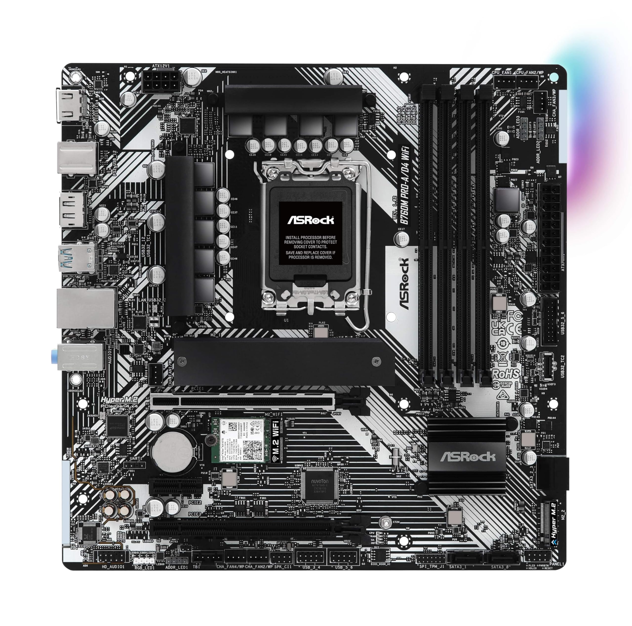 Мат.плата ASRock B760M PRO-A/D4 LGA1700 4xDDR4 4xSATA RAID 2xM.2 Type-C HDMI DP mATX