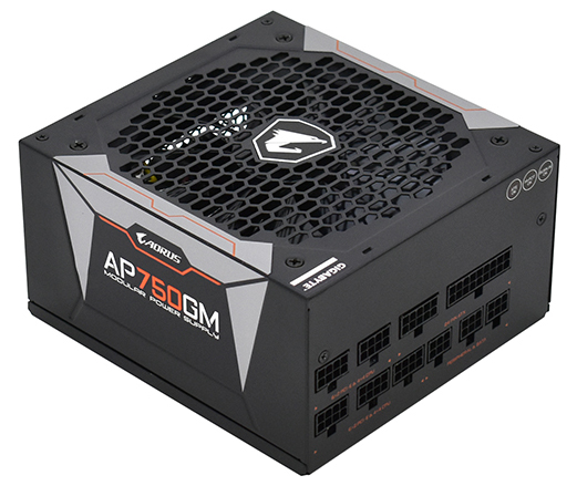 Блок питания, Gigabyte, AORUS GP-AP750GM, 750W, ATX, 20+4 pin, 2*4+4pin, 6*Sata, 5*Molex, 2*FDD, 4*P