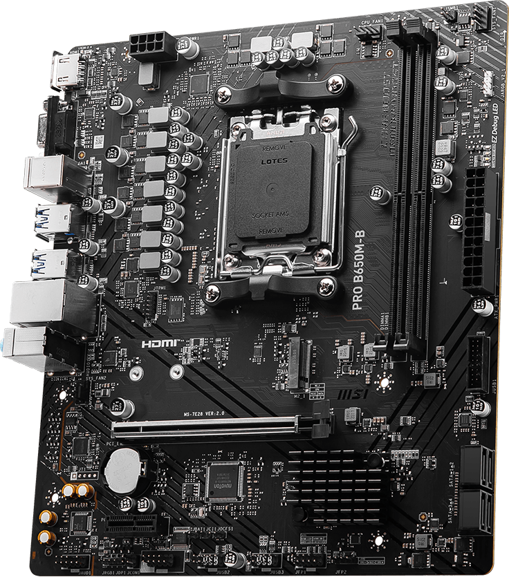 Мат.плата AMD MSI PRO B650M-B AM5 2xDDR5 4xSATA3 RAID M.2 HDMI VGA mATX