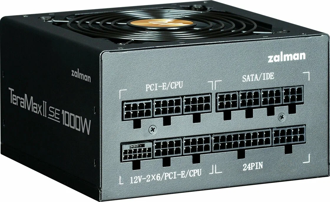 Блок питания Zalman, ZM1000-TMX2 VIEW, TeraMaxII SE VIEW, 1000W, Gold, ATX3.1, APFC, 20+4 pin, 2*4+4pin, 12*Sata, 3*Molex, 4*PCI-E 6+2 pin, 1*PCI-E 12