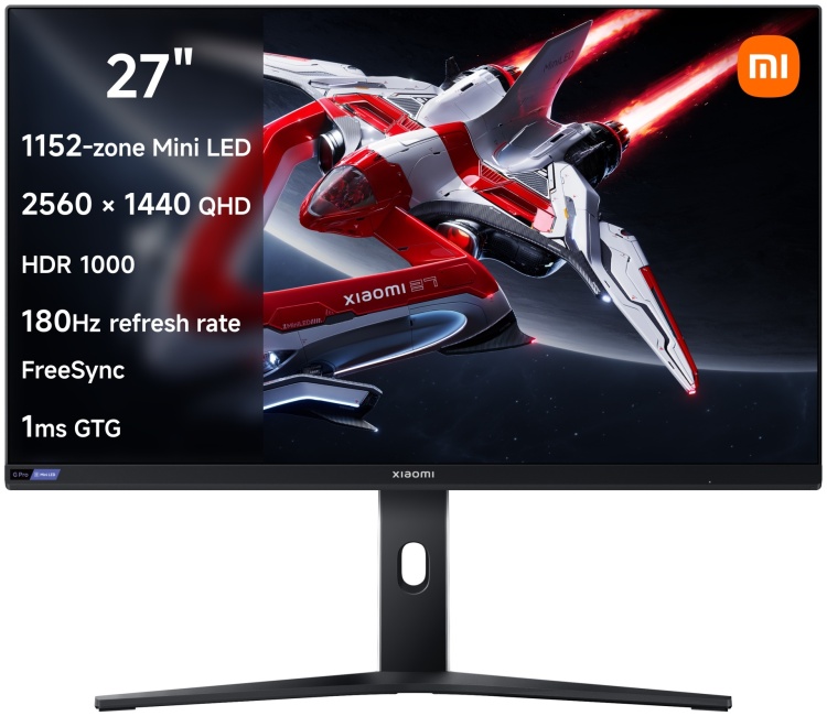 Монитор 27" Xiaomi, G Pro 27i, P27QBA-RGPGL, 27", 2560x1440, IPS, 180 Гц, 16:9, 1000 кд/м2, 1000:1, 1 мс, 178/178, 16.7 млн., DP*2, HDMI*2, Аудиопорт*