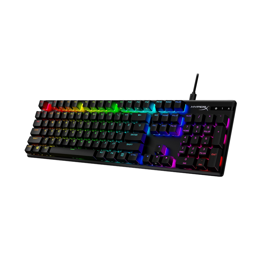 Клавиатура, HyperX, 639N5AA#ABA, Alloy Origins PBT HX Aqua, Игровая, Механическая, HyperX Aqua-Tactile switch, USB, кабель 1.8м, Подсветка RGB, Анг/Ру