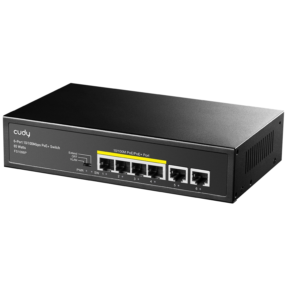 Коммутатор 6-портовый CUDY FS1006P <6 RJ-45 10/100M PSE ports with 4 POE Ports Unmanaged Desktop Swi