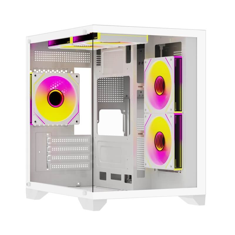 Корпус Wintek AQUABOX S05-W TG, Micro ATX, USB 1*3.0/2*2.0, HD+Mic, 5*12cm ARGB+contr, White