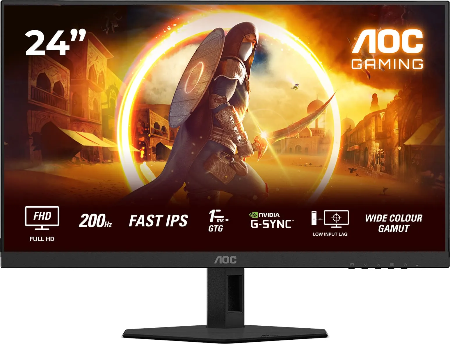 Монитор Игровой 23,8" AOC 24G4HRE/01 IPS 1920x1080 200Hz 0.5ms 300cd/m 1000:1 2xHDMI DP 2x2W Черный