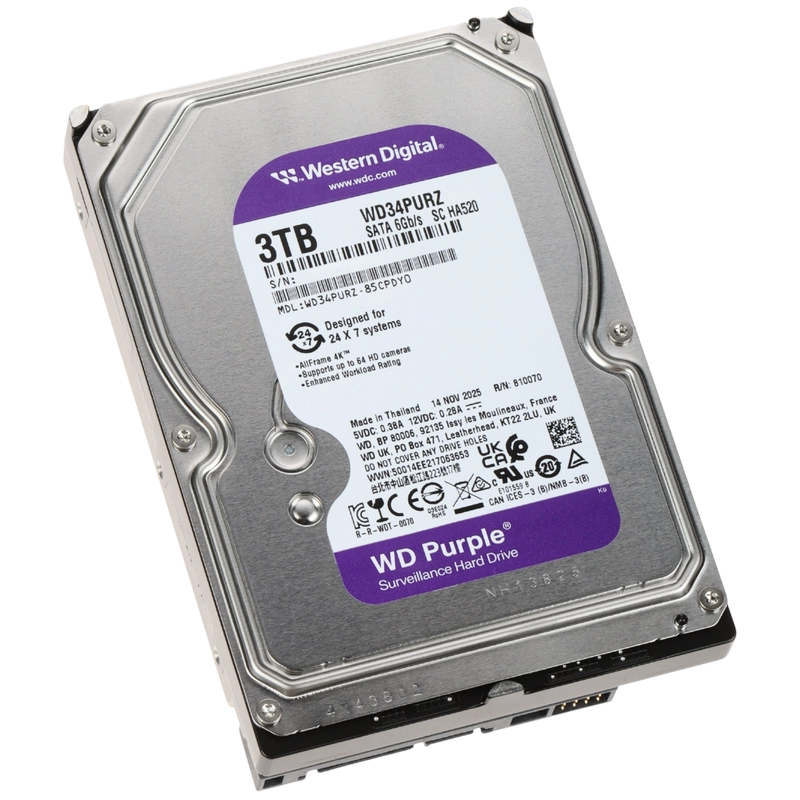 Винчестер для видеонаблюдения 3Tb Western Digital Purple SATA 6Gb/s 128Mb 3,5" WD34PURZ