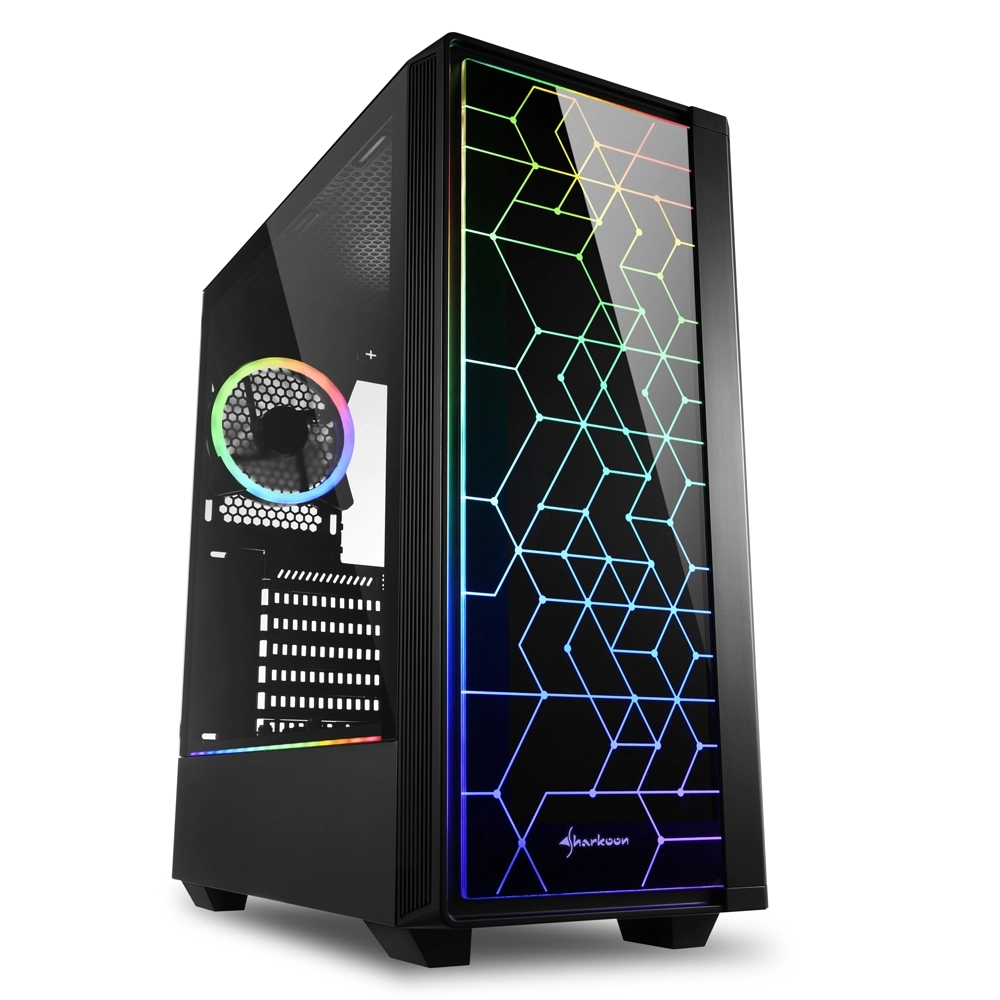 Корпус ПК без БП Sharkoon RGB LIT100 <ATX, 2x3.5, 6x2.5, 2xUSB 3.0, 1xUSB 2.0, Audio, 436*206*481mm>