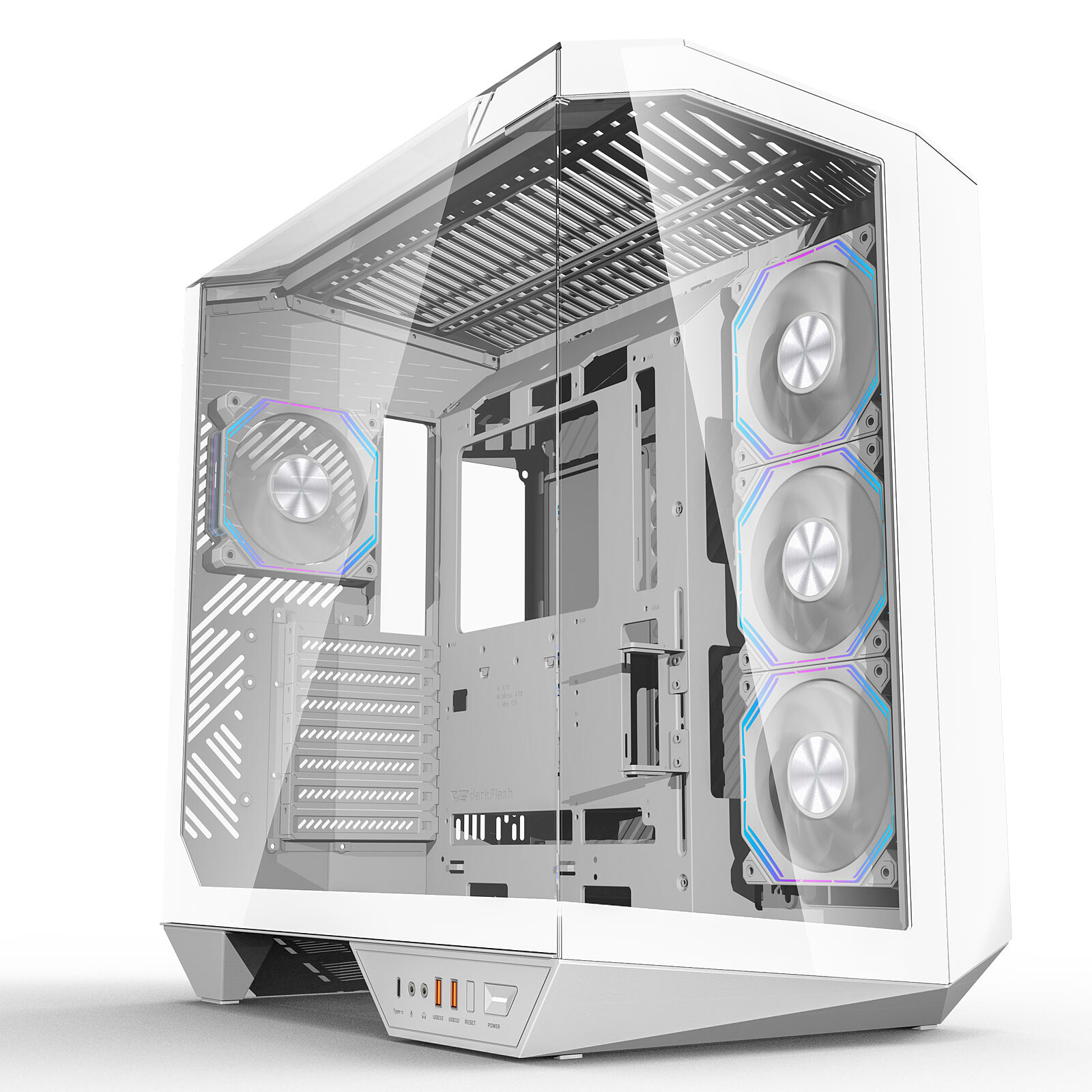 Корпус ПК без БП DarkFlash DY470, White, 4xFan INF34, ATX