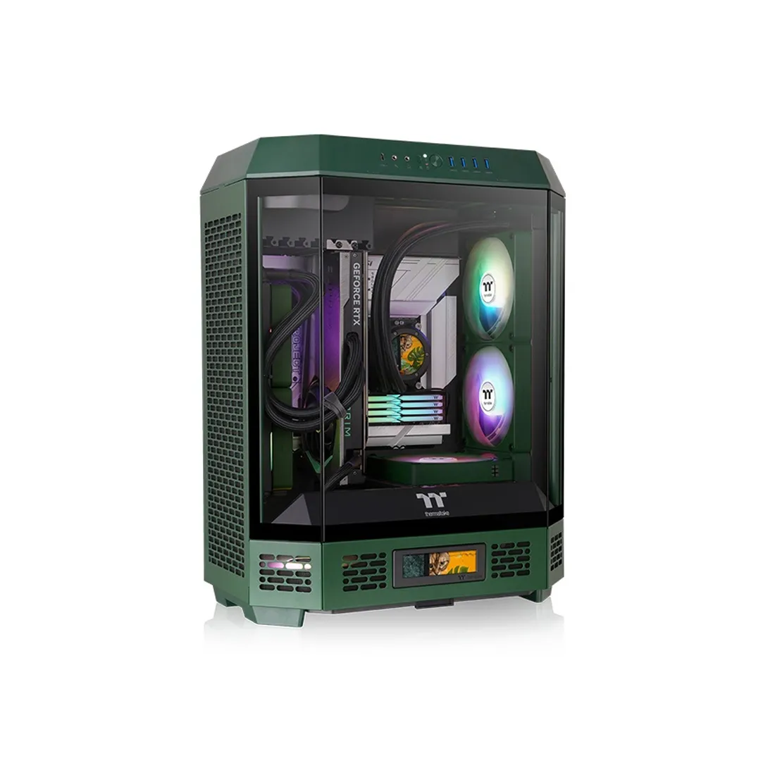 Кейс Thermaltake, The Tower 600 GREEN, CA-1Z1-00MCWN-00, Mid Tower, ATX / M-ATX / M-ITX, Type-C*1, USB 3.0*4, HD+Audio*1, 2*140мм вентиляторы, Высота 