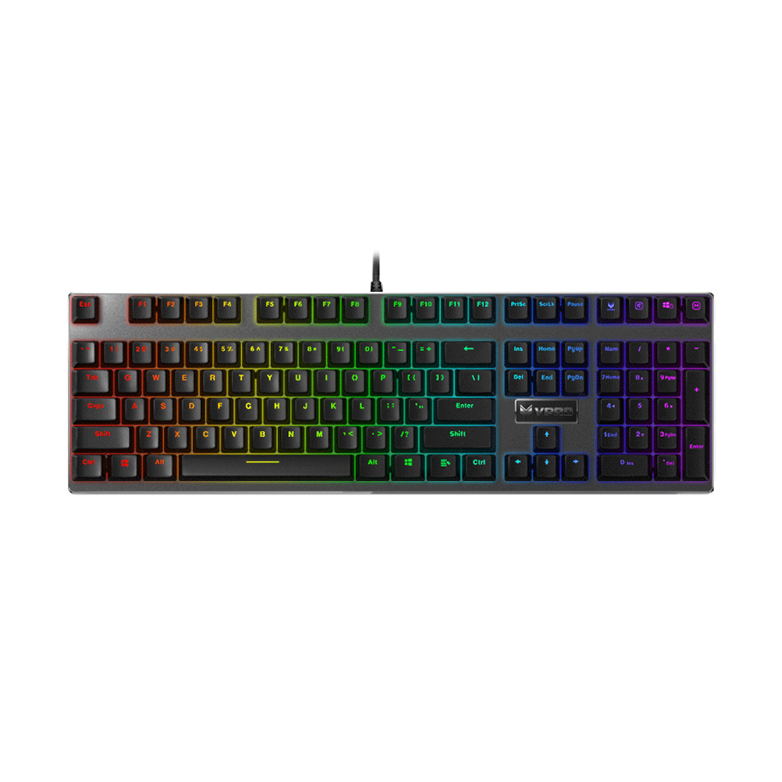 Клавиатура, Rapoo, V700RGB, ЧЕРНАЯ Игровая, USB, Кол-во стандартных клавиш 104, Длина кабеля 1,8 метра, RGB